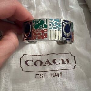 Coach Silver Bangle Vibrant Enamel Women’s Cuff Bracelet Coquette Y2K style Cute